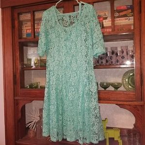 Elegant Lace Dress in Mint Green